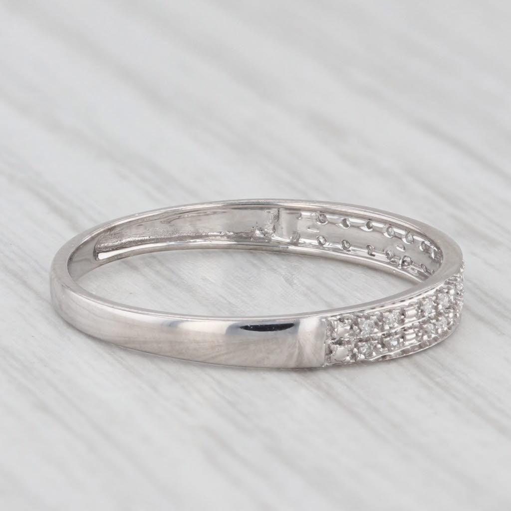 Light Gray Diamond Band 10k White Gold Size 7 Stackable Wedding Ring