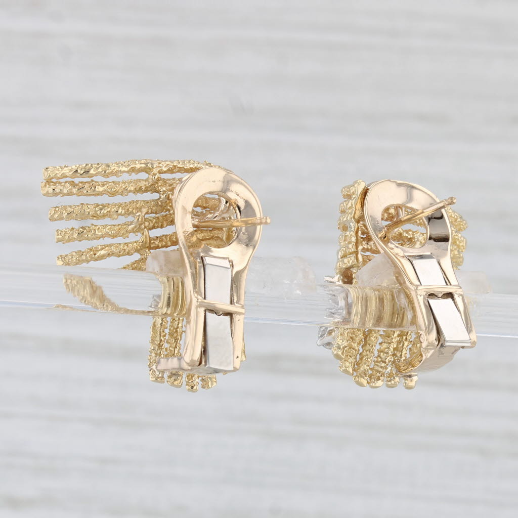 Light Gray 0.40ctw Diamond Abstract Earrings 18k Yellow Gold Pierced Omega Back Drops