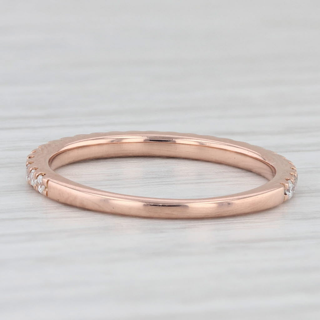 Light Gray 0.33ctw Diamond Wedding Band 14k Rose Gold Size 6 Stackable Anniversary