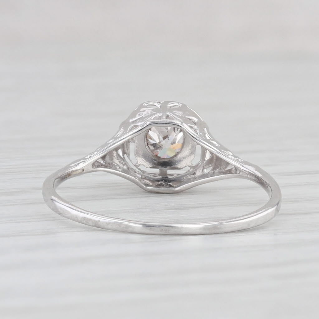 Light Gray Art Deco 0.25ct Diamond Solitaire Engagement Ring 14k White Gold Size 8.25