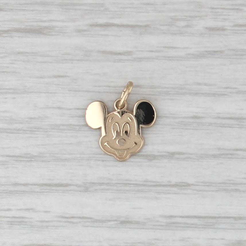 Smiley Mickey Mouse Face Charm 14k Gold Disney Cartoon Collectible Pendant