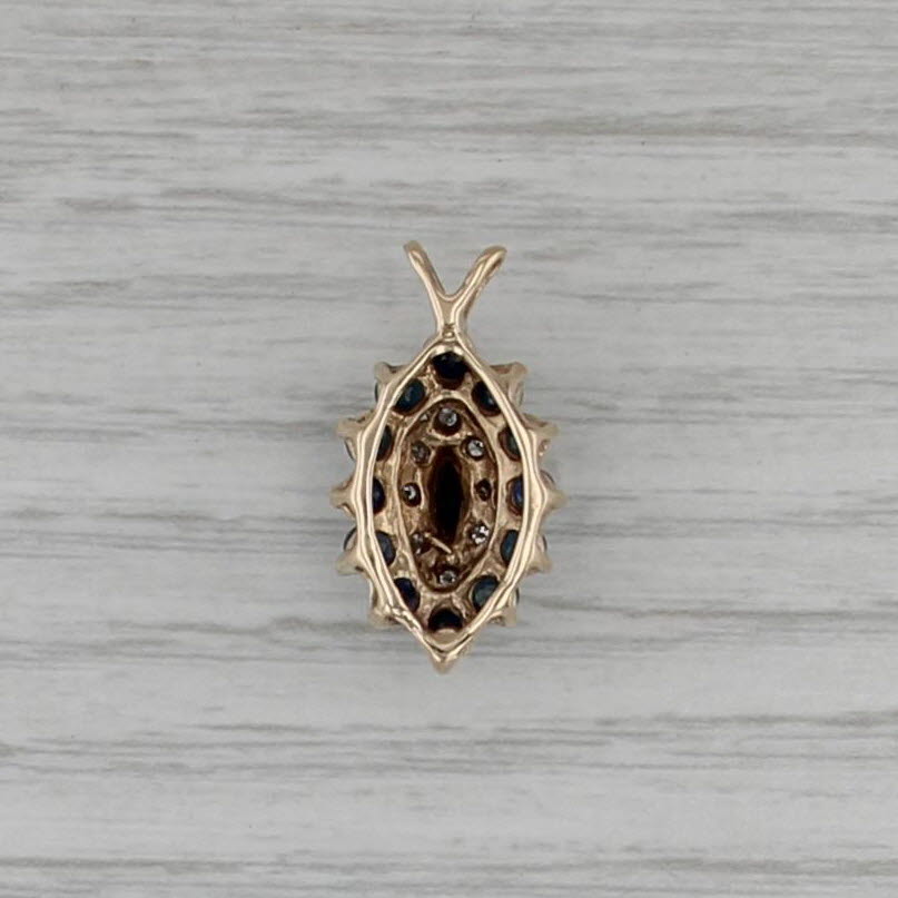 1.87ctw Blue Sapphire Diamond Marquise Pendant 10k Yellow Gold