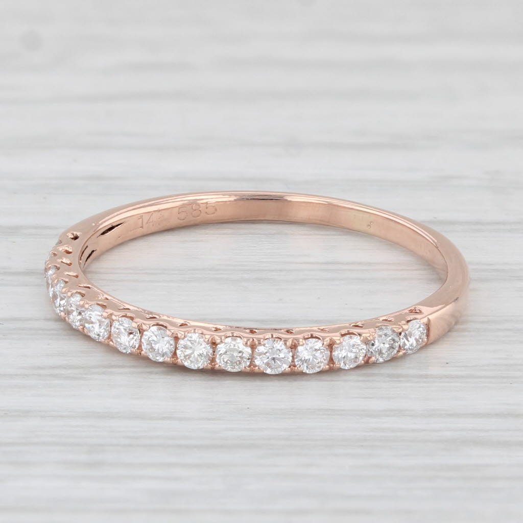 Light Gray 0.33ctw Diamond Band 14k Rose Gold Size 7.5 Stackable Wedding Anniversary Band