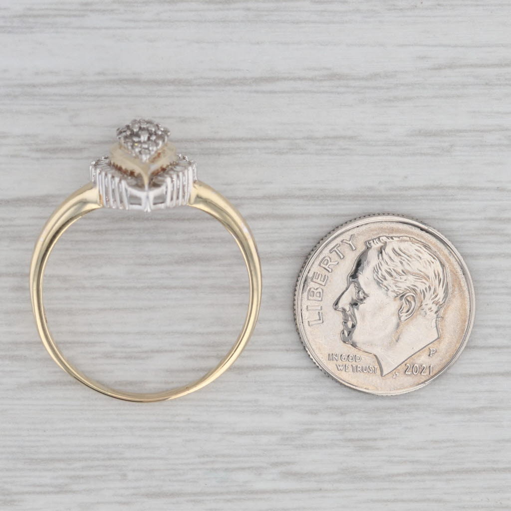 Gray 0.16ctw Teardrop Diamond Halo Engagement Ring 10k Yellow Gold Size 10.5