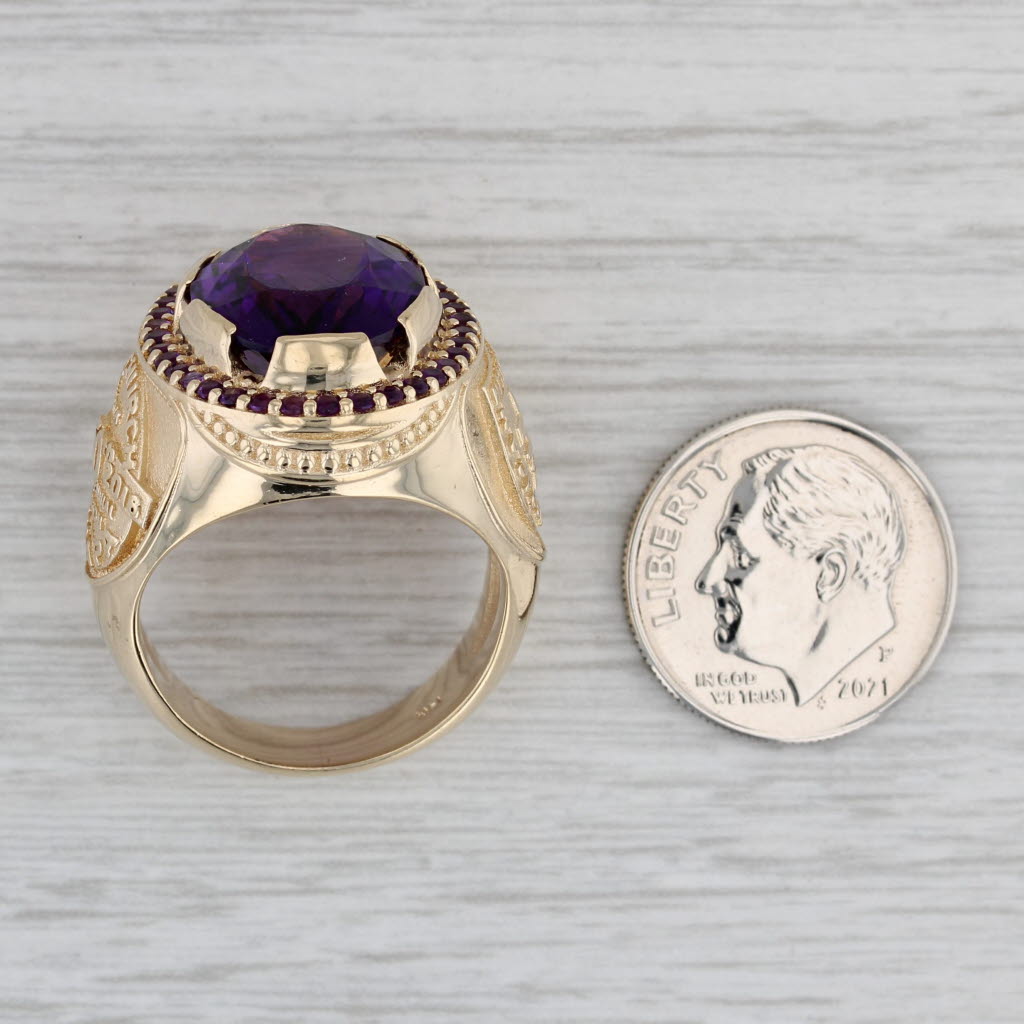 Gray 8.25ctw Oval Amethyst American Episcopal African Ring 14k Gold Church Keepsake