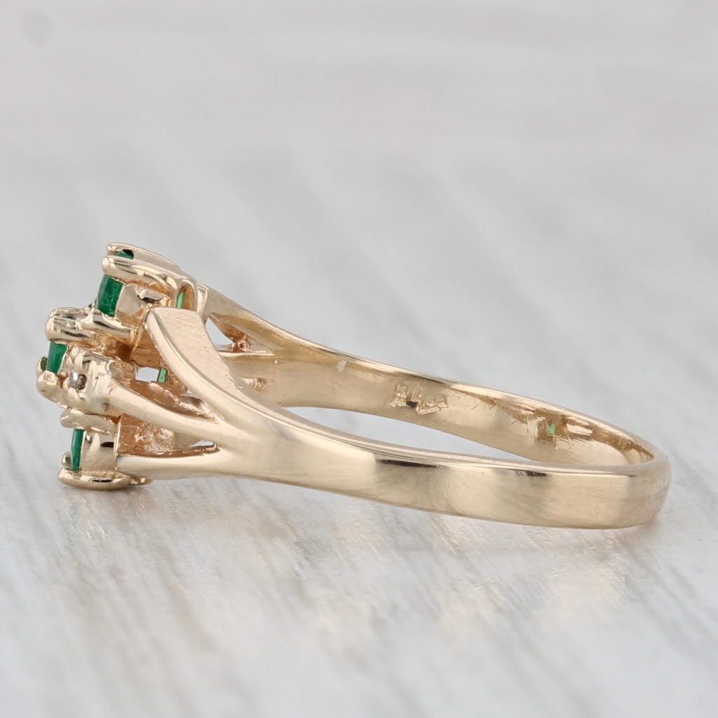 Gray 0.29ctw 3-Stone Emerald Diamond Ring 14k Yellow Gold Size 7
