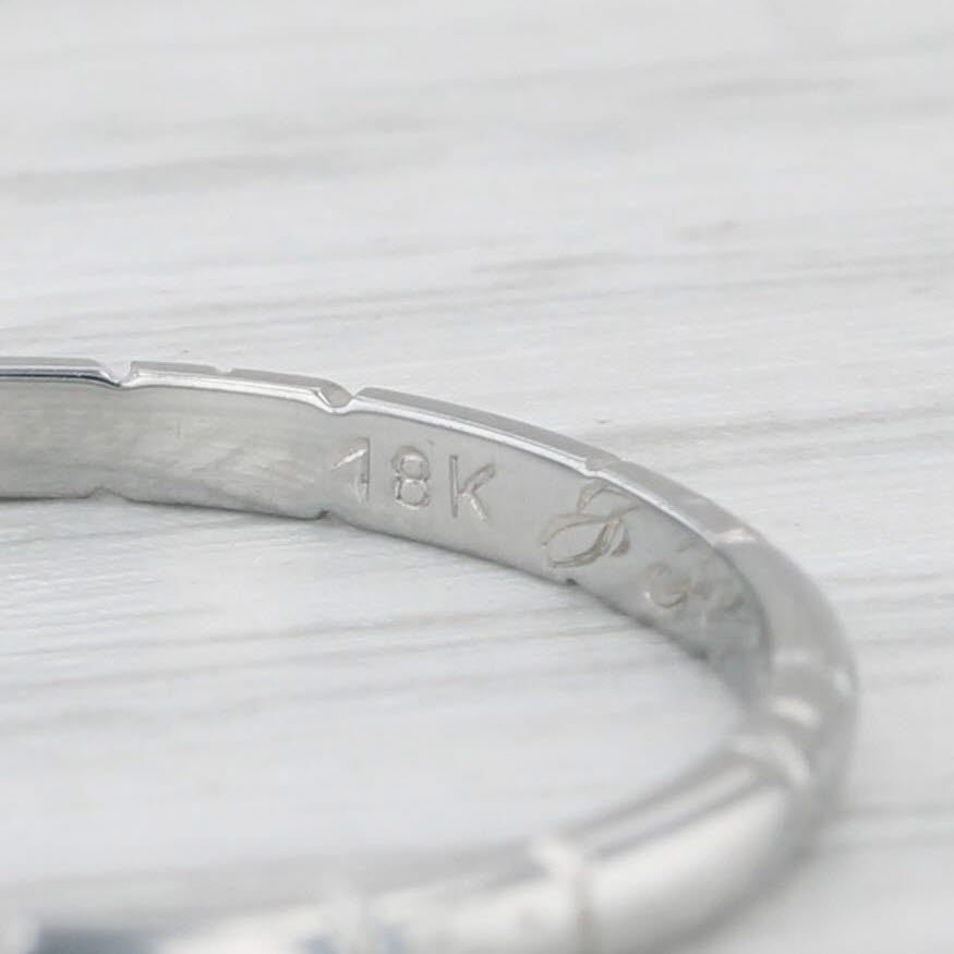Light Gray Art Deco Wedding Band 18k White Gold Size 7.5 Stackable Engraved 1920s Vintage