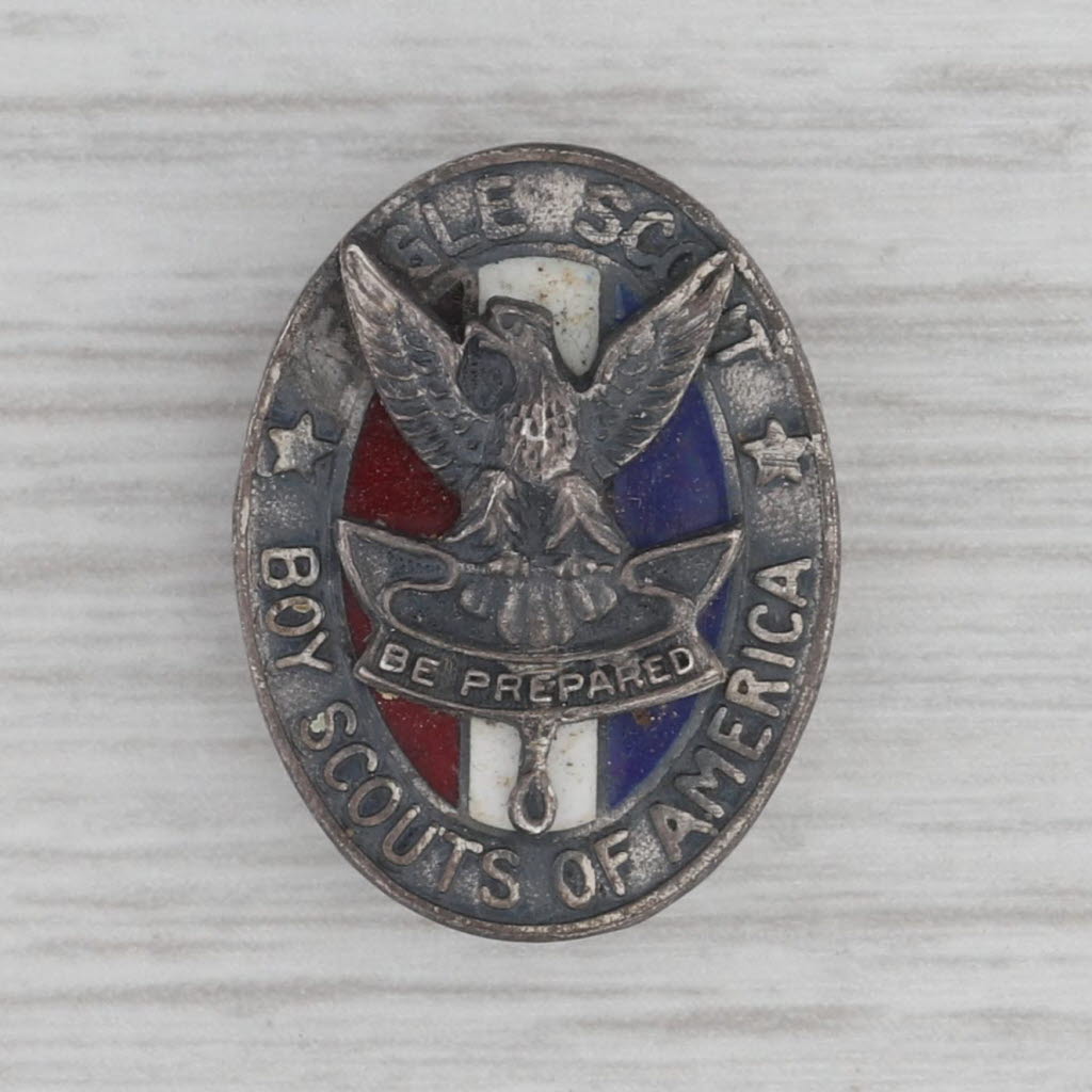 Gray Vintage Boy Scouts of America Eagle Scout Pin Sterling Silver Enamel
