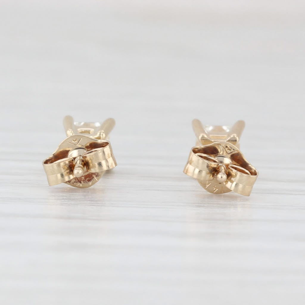 Light Gray 0.60ctw Princess Diamond Solitaire Stud Earrings 14k Yellow Gold