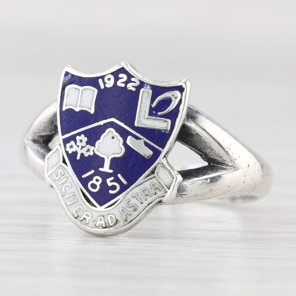 Sarnia Collegiate Institute Signet Class Ring Sterling Silver Enamel Size 5.75