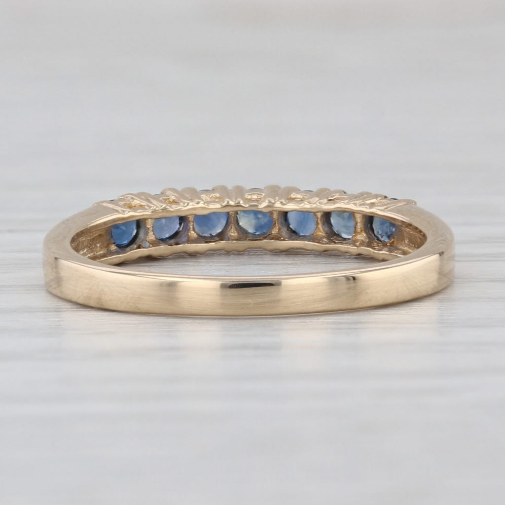 0.56ctw Blue Sapphire Ring 14k Yellow Gold Size 7 Stackable Wedding Band