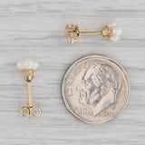 3-Stone Cluster Cultured Pearl Stud Earrings 10k Yellow Gold