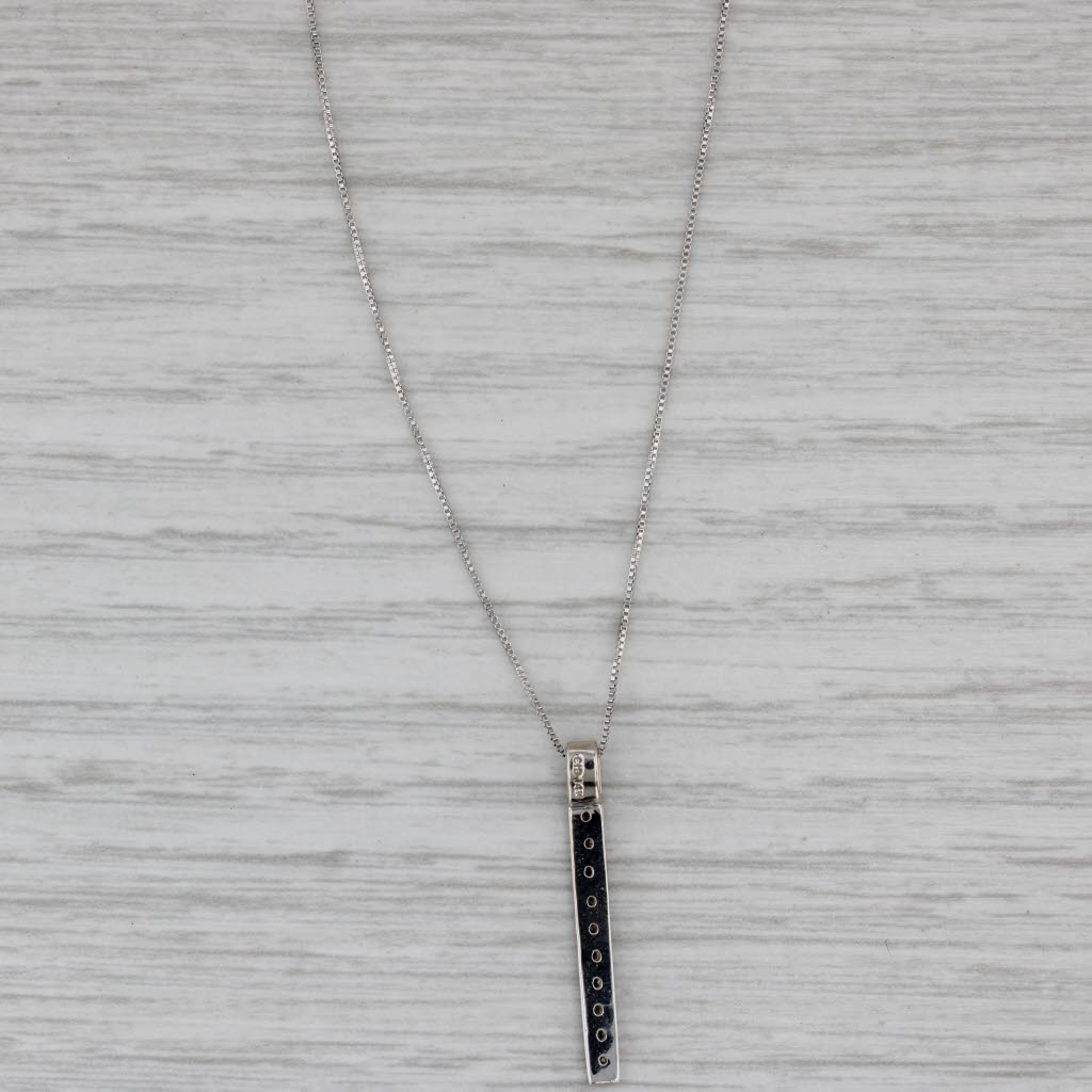 Gray 0.20ctw Diamond Journey Pendant Necklace 14k White Gold Box Chain Necklace