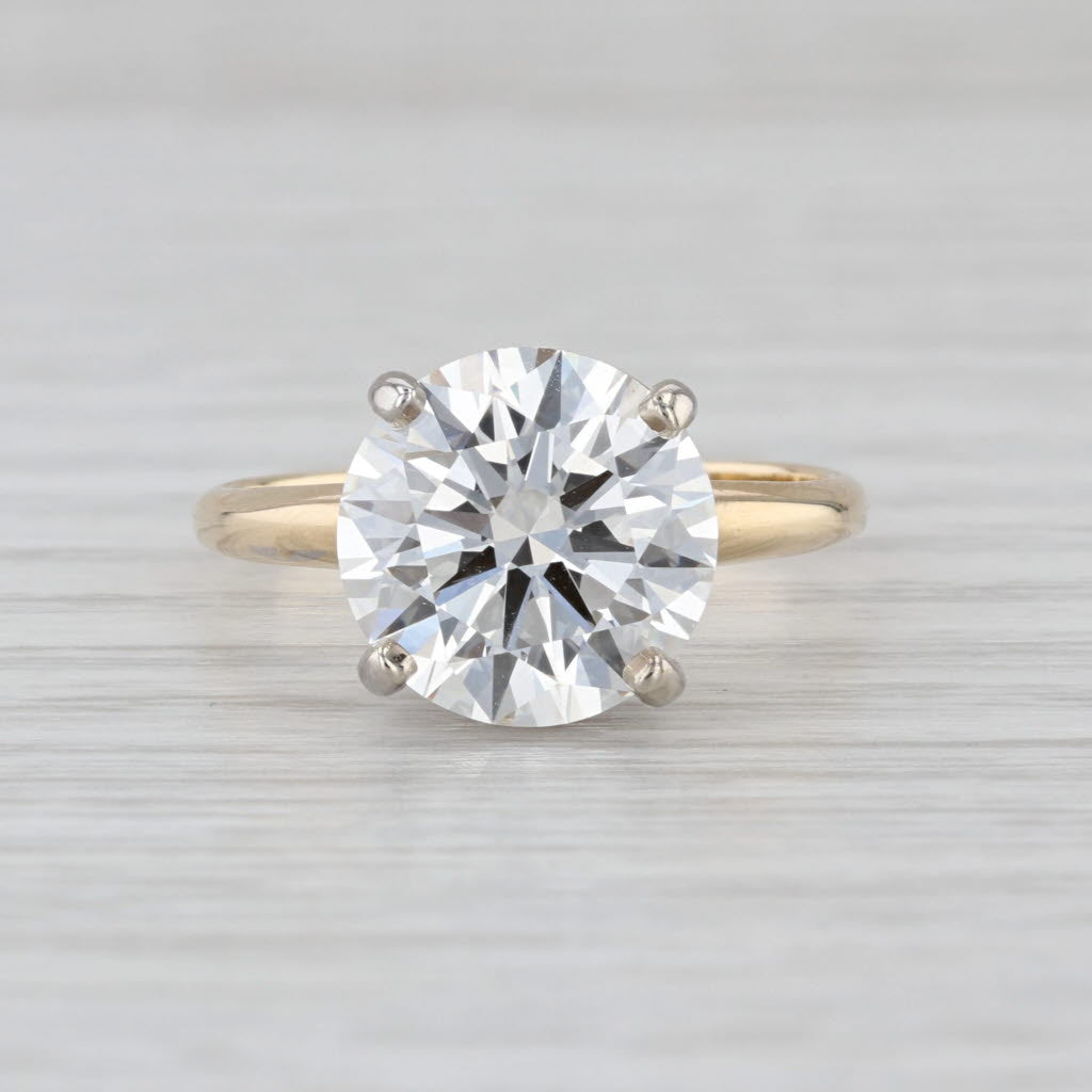 IGI 4.73ct Round Brilliant Solitaire Engagement Ring 14k White Yellow Gold Sz 8
