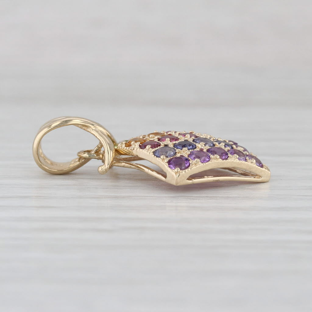 1.67ctw Gemstone Pendant 14k Yellow Gold Peridot Citrine Garnet Iolite Amethyst