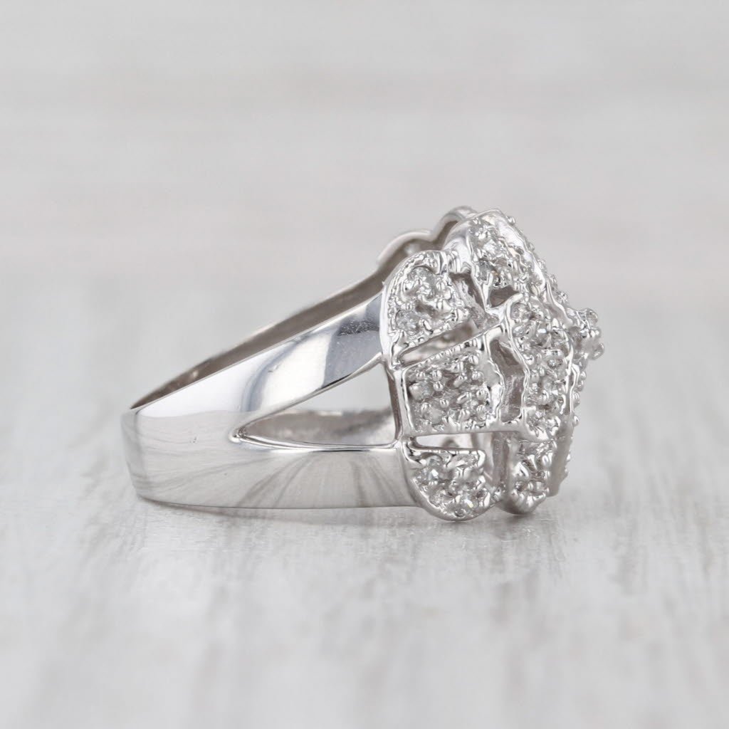 0.65ctw Diamond Cluster Hearts Ring 14k White Gold Size 6 Cocktail
