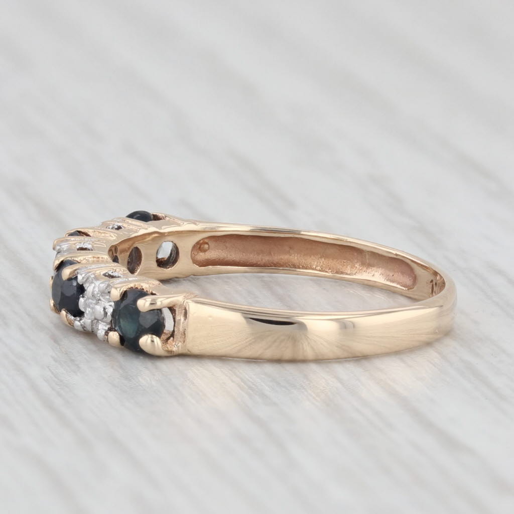 Light Gray Blue Sapphire Diamond Stackable Ring 10k Yellow Gold Size 4.75