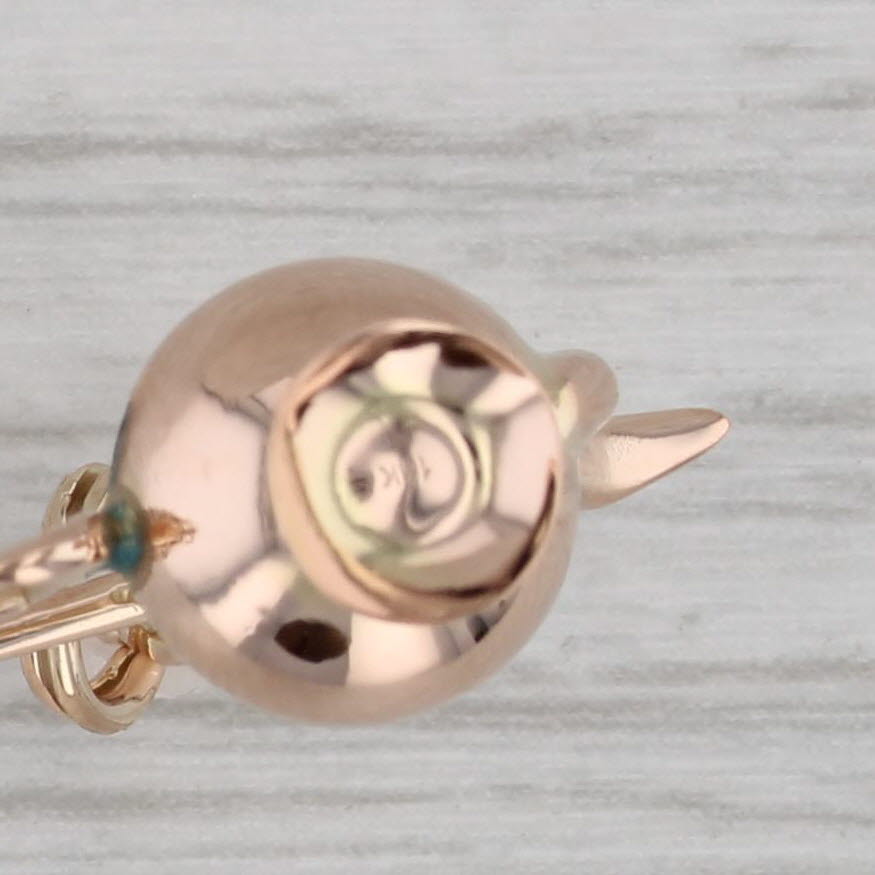 Gray Vintage Indian Teapot Coffee Pot Charm 14k Rose Gold 3D Pendant