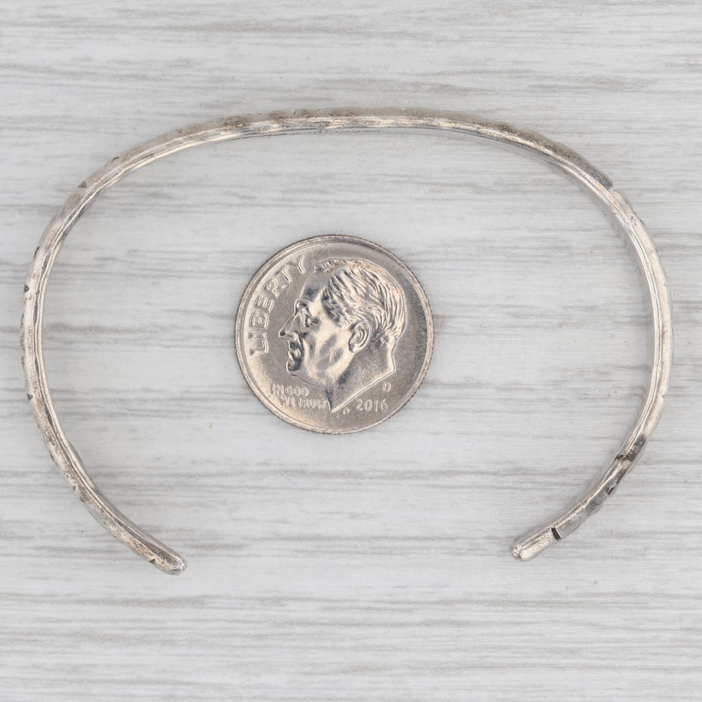 Light Gray Vintage Native American Stamped Cuff Bracelet Sterling Silver Signed 6.25" 6.6mm