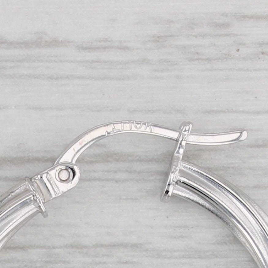 Gray Twist Woven Hoop Earrings 10k White Gold Snap Top Round Hoops