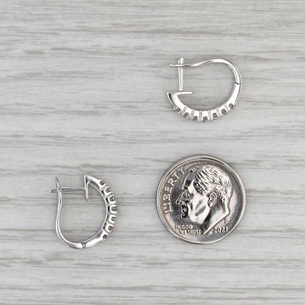 0.37ctw Diamond Hoop Earrings 18k White Gold Lever Backs Drops