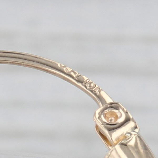 Vine Etched Pattern Hoop Earrings 10k Yellow Gold Snap Top Round Hoops