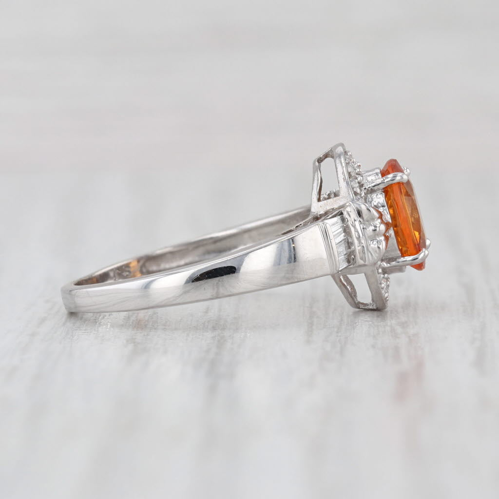 2.58ctw Spessartite Orange Garnet Diamond Halo Ring 10k White Gold Size 8