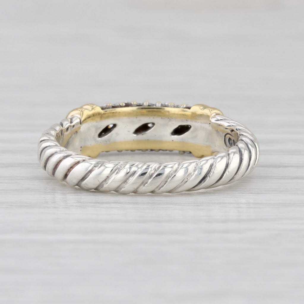 David Yurman Metro Cable 0.50ctw Diamond Ring Sterling Silver 18k Gold Stackable
