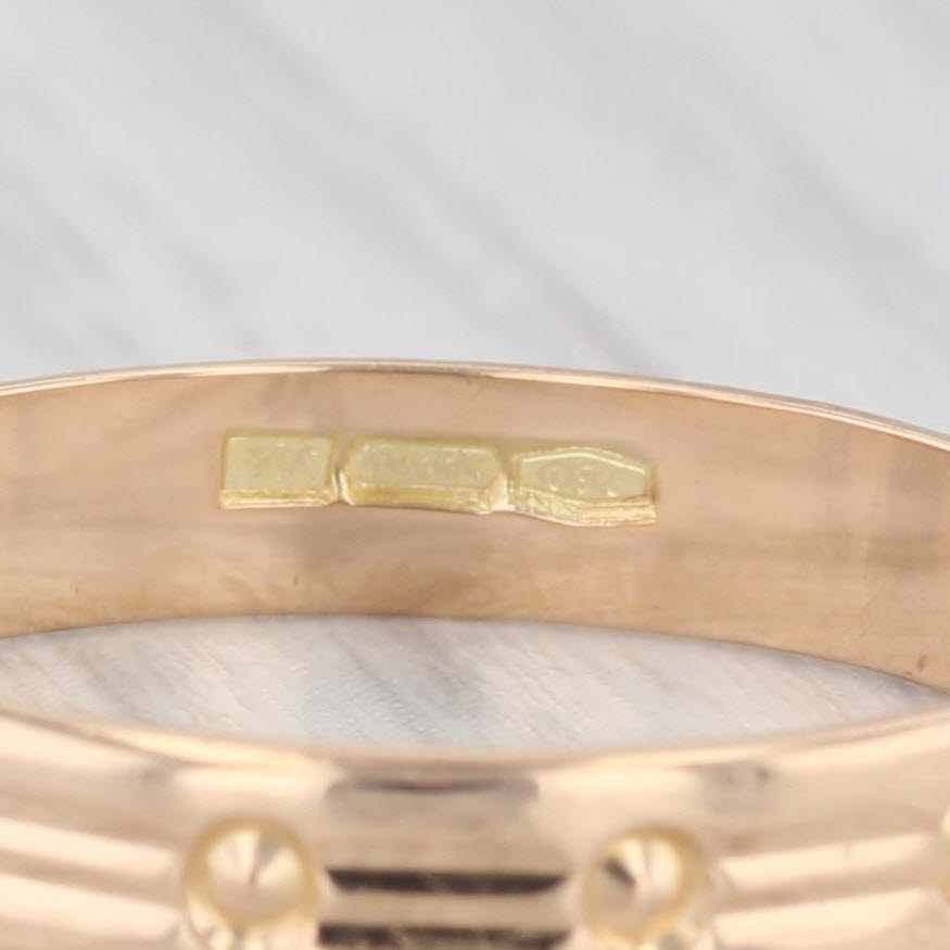Light Gray Vintage 18K Yellow Gold Etched Pattern Wedding Band Size 8.25 Ring