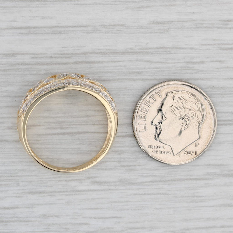 0.12ctw Diamond Crosshatch Ring 14k Yellow Gold Size 7.25