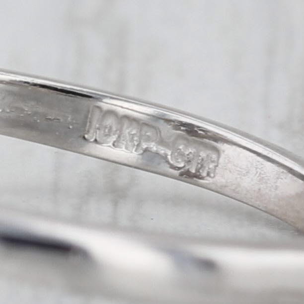 0.36tw Diamond Sapphire Halo Ring 10k White Gold Size 6.25