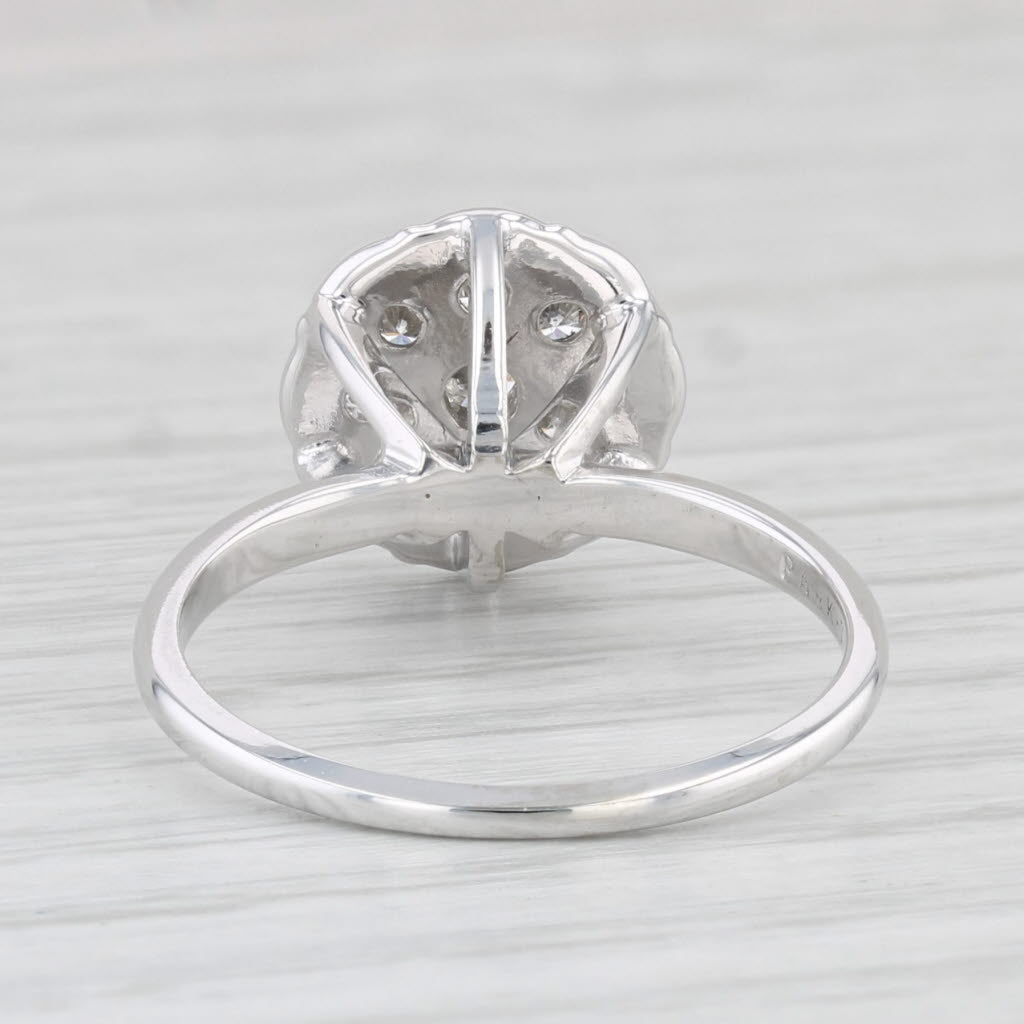 Light Gray 0.44ctw Diamond Cluster Ring 10k White Gold Vintage Engagement Size 7.5