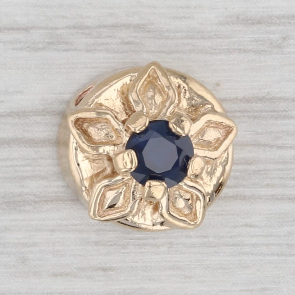 Gray 0.40ct Blue Sapphire Flower Slide Bracelet Charm 10k Yellow Gold