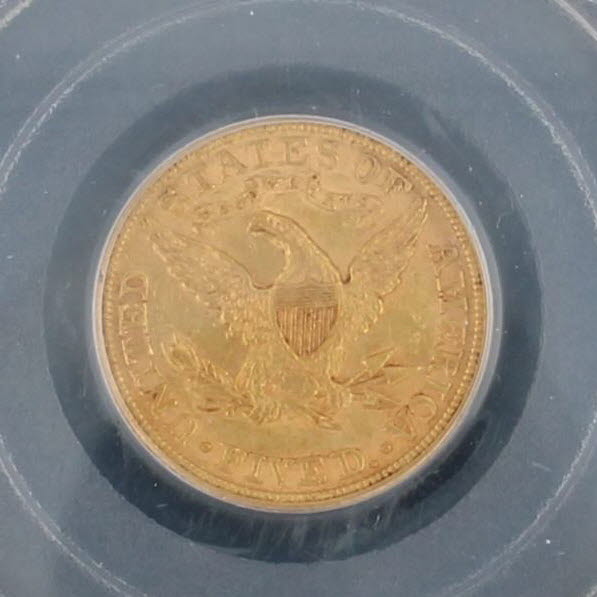 1880 Liberty Fine Gold Coin US $5 Eagle AU53 PCGS Certificate Case