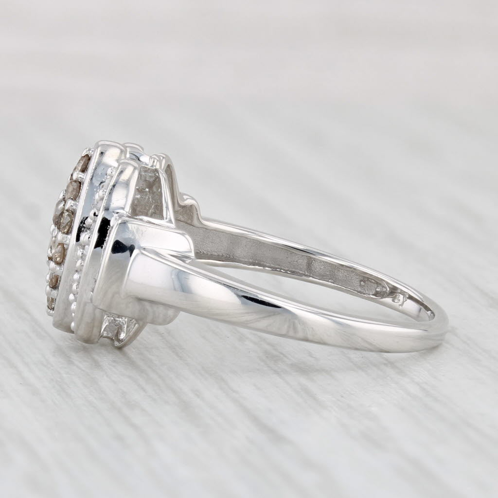 Light Gray 0.35ctw Diamond Cluster Ring 10k White Gold Size 8