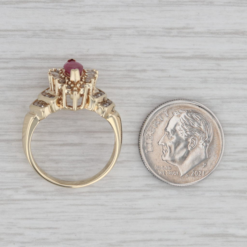 Gray 0.91ctw Ruby Diamond Halo Ring 10k Yellow Gold Size 7