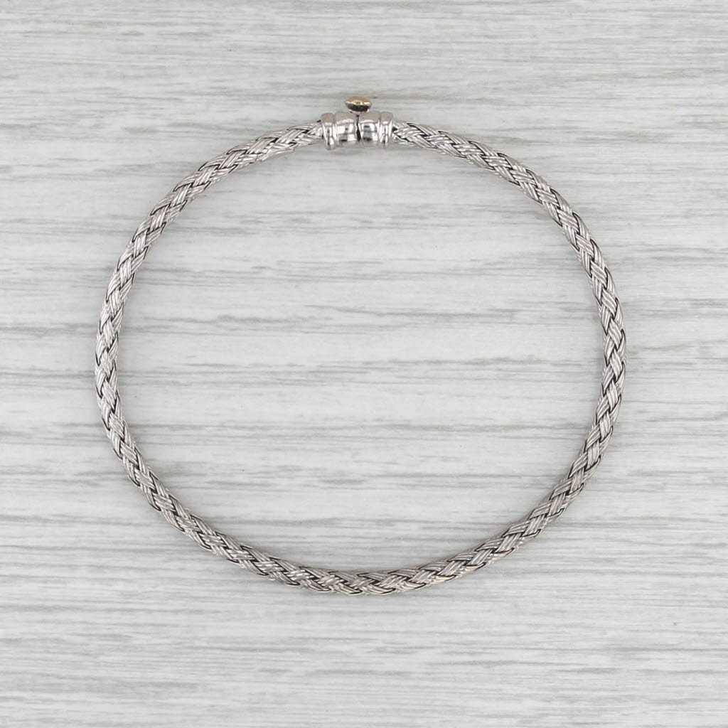 Basketweave Bangle Bracelet 18k White Gold 6.75" 2.8mm