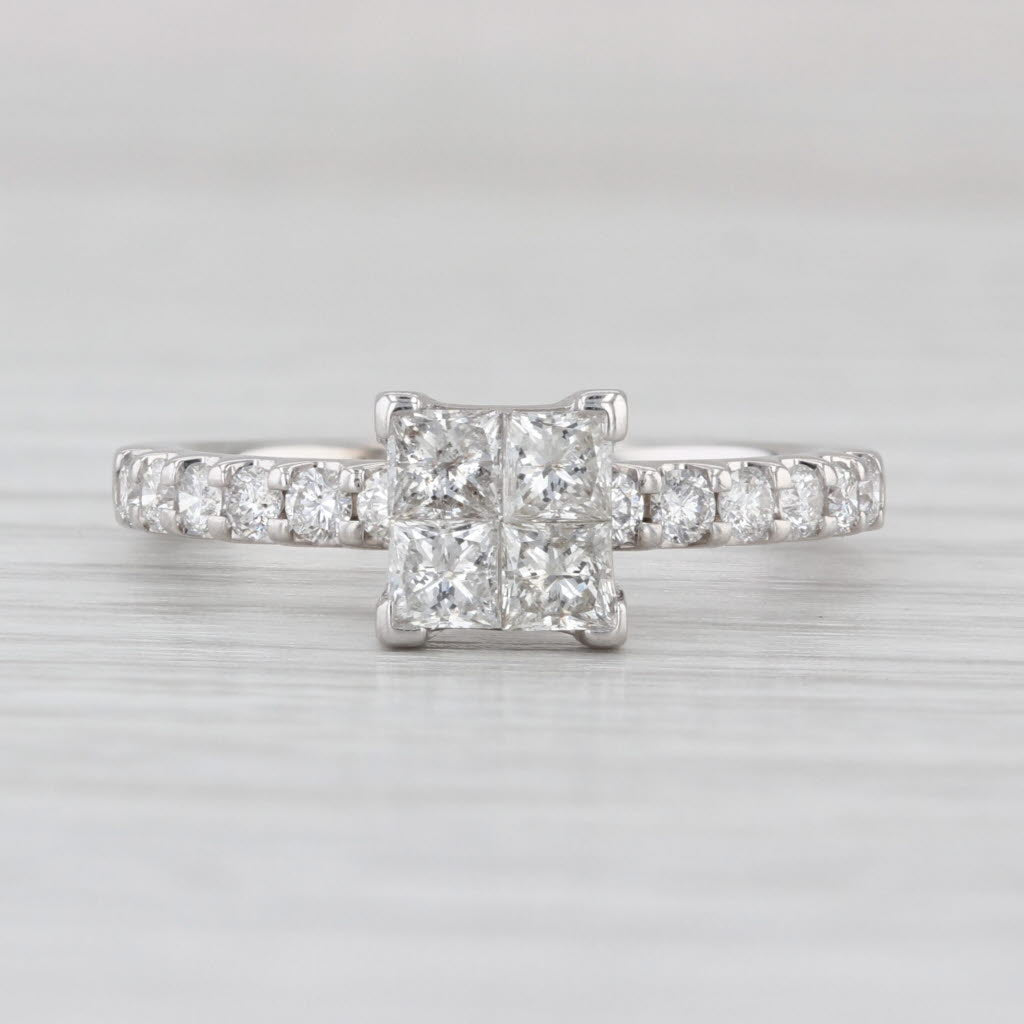 1.10ctw Diamond Princess Engagement Ring 14k White Gold Size 7