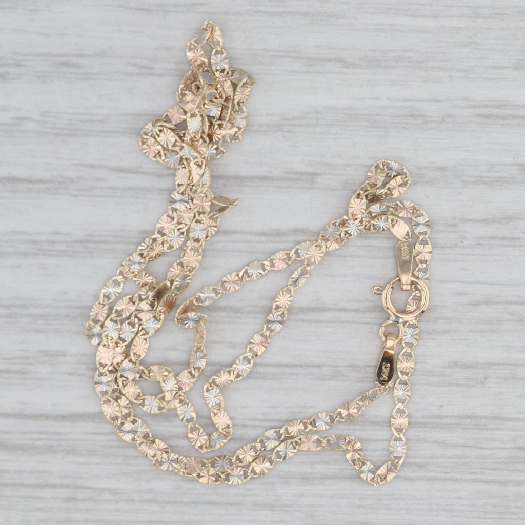 Gray Swirl Link Necklace 18" 1.8mm 14k Yellow Gold