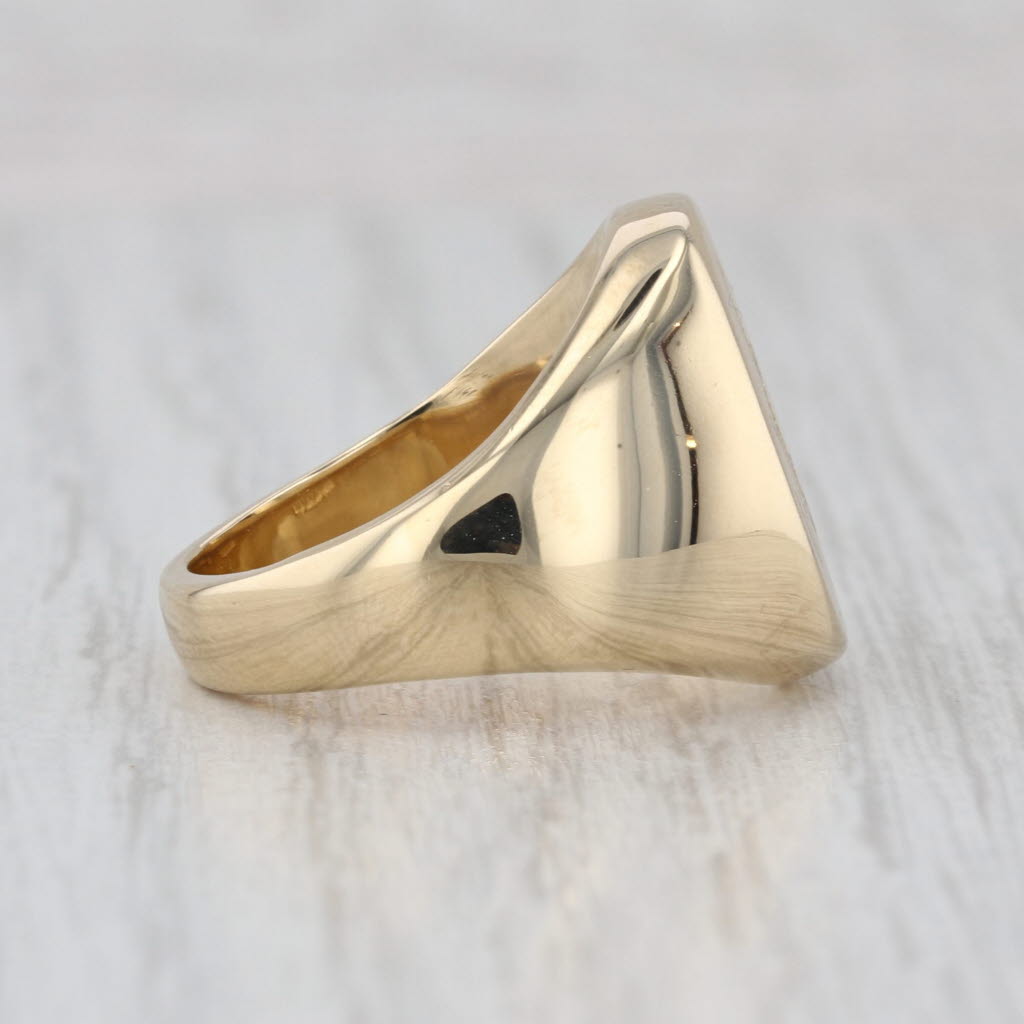 Engraved Scripted Initial Letter A Signet Ring 14k Yellow Gold Size 6.25