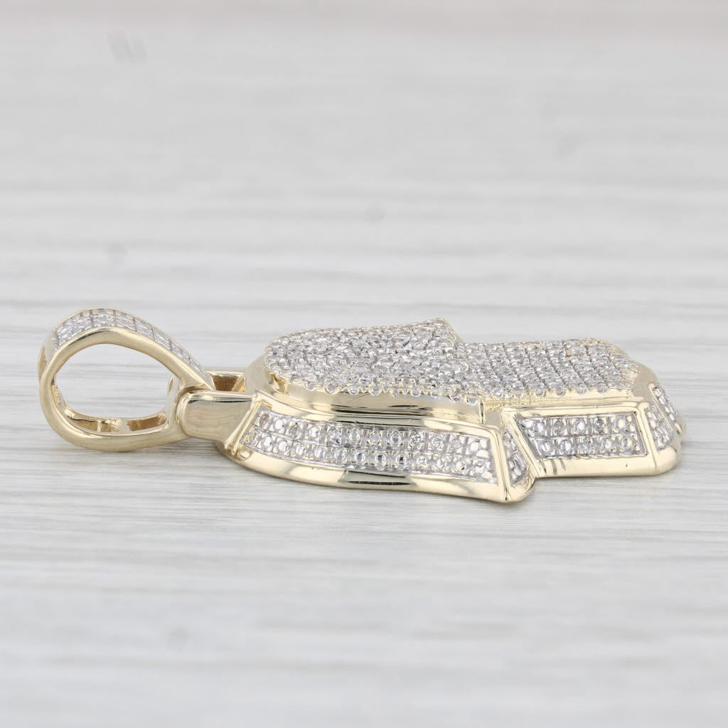 Light Gray 0.20ctw Diamond Hamsa Hand Pendant 10k Yellow White Gold Talisman