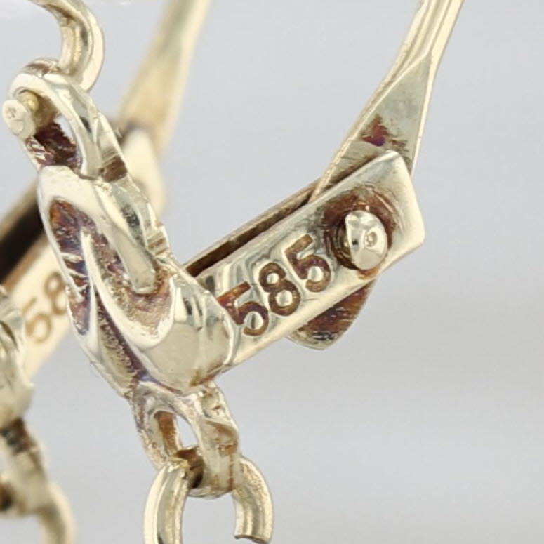 Antique Beveled Onyx Dangle Earrings 14k Yellow Gold Hook Posts