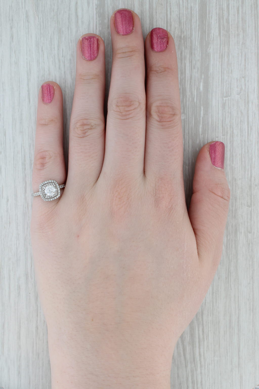 Gray 1.06ctw Round Diamond Halo Engagement Ring 14k White Gold Size 5.75