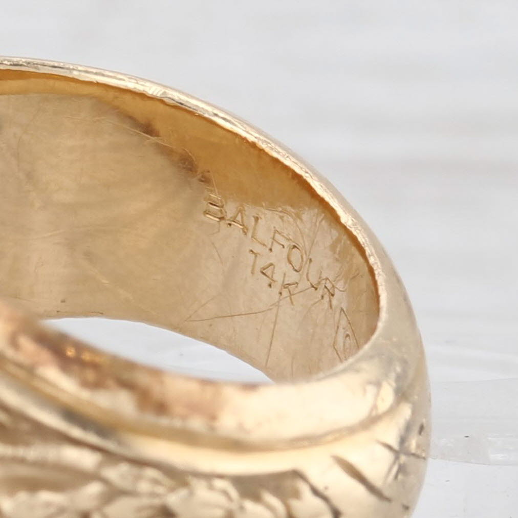 Light Gray Diamond A & M College of Texas Class Ring 10k Yellow Gold Engraved Signet