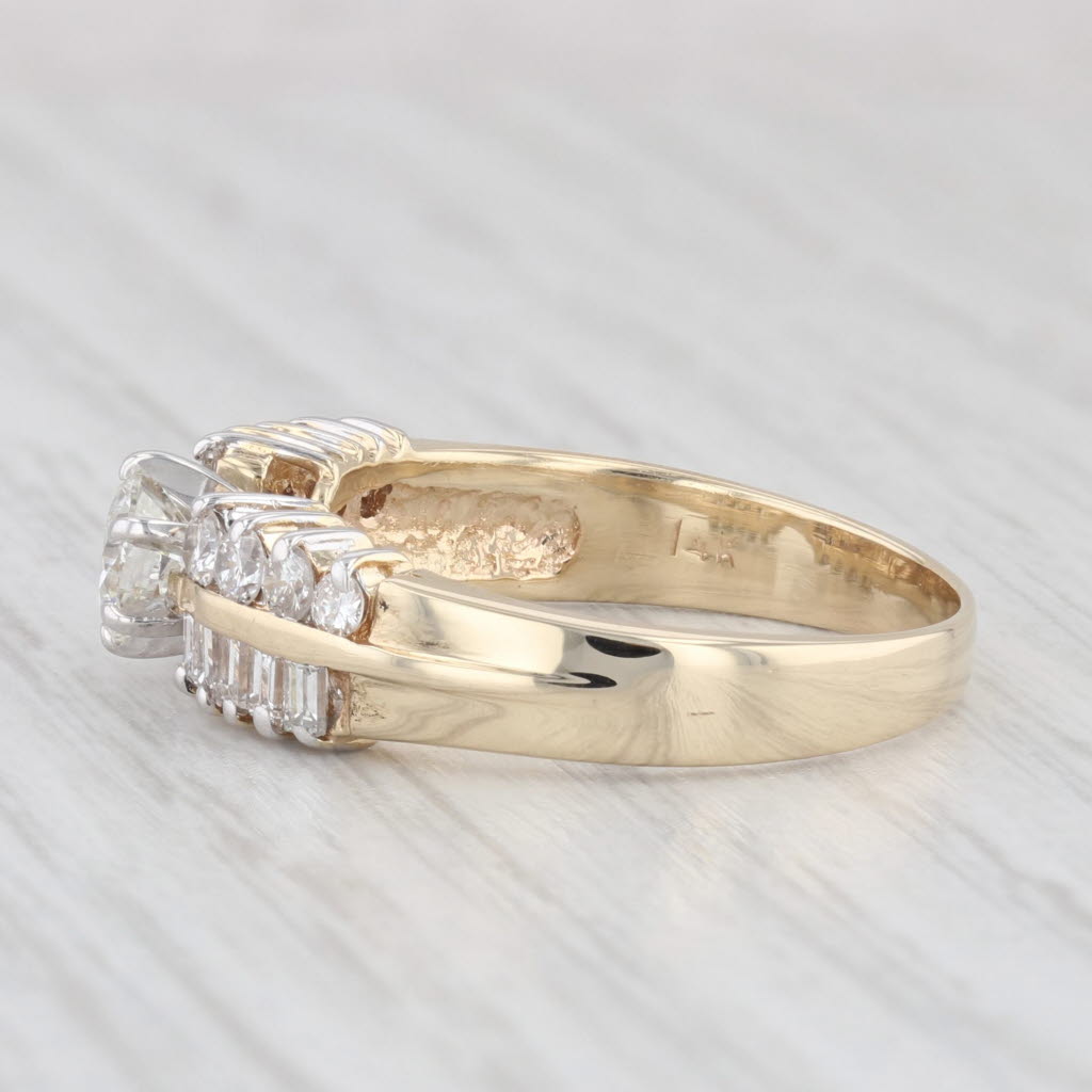 Light Gray 0.93ctw Round Diamond Engagement Ring 14k Yellow Gold Size 8