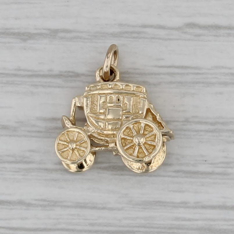 Vintage Stagecoach Charm 14k Yellow Gold Western Souvenir Pendant