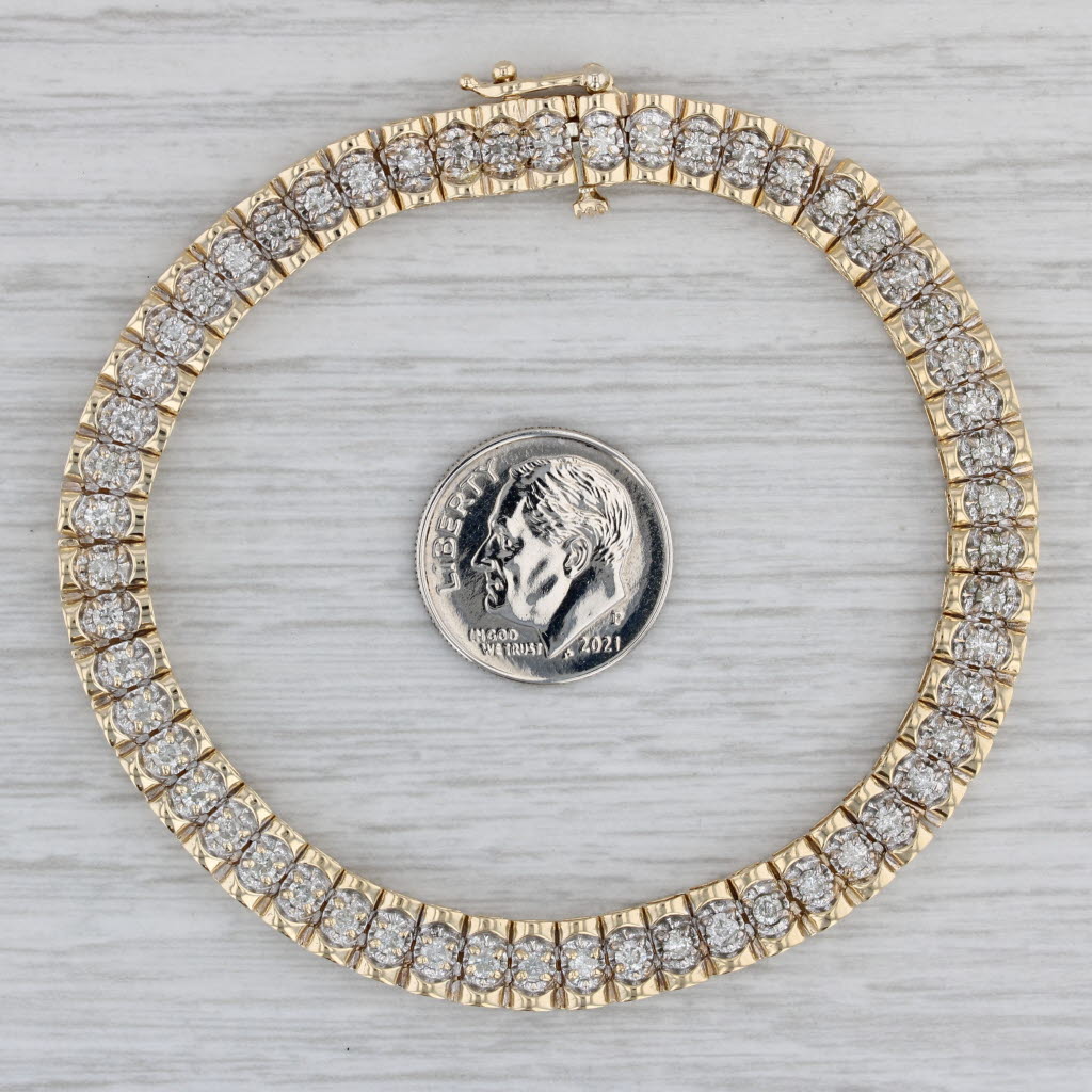 Gray 1.25ctw Diamond Bracelet 14k Yellow Gold 7" 6.2mm