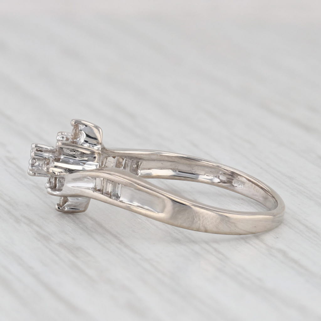 Light Gray 0.20ctw Diamond Cluster Bypass Ring 10k White Gold Size 6.75 Engagement