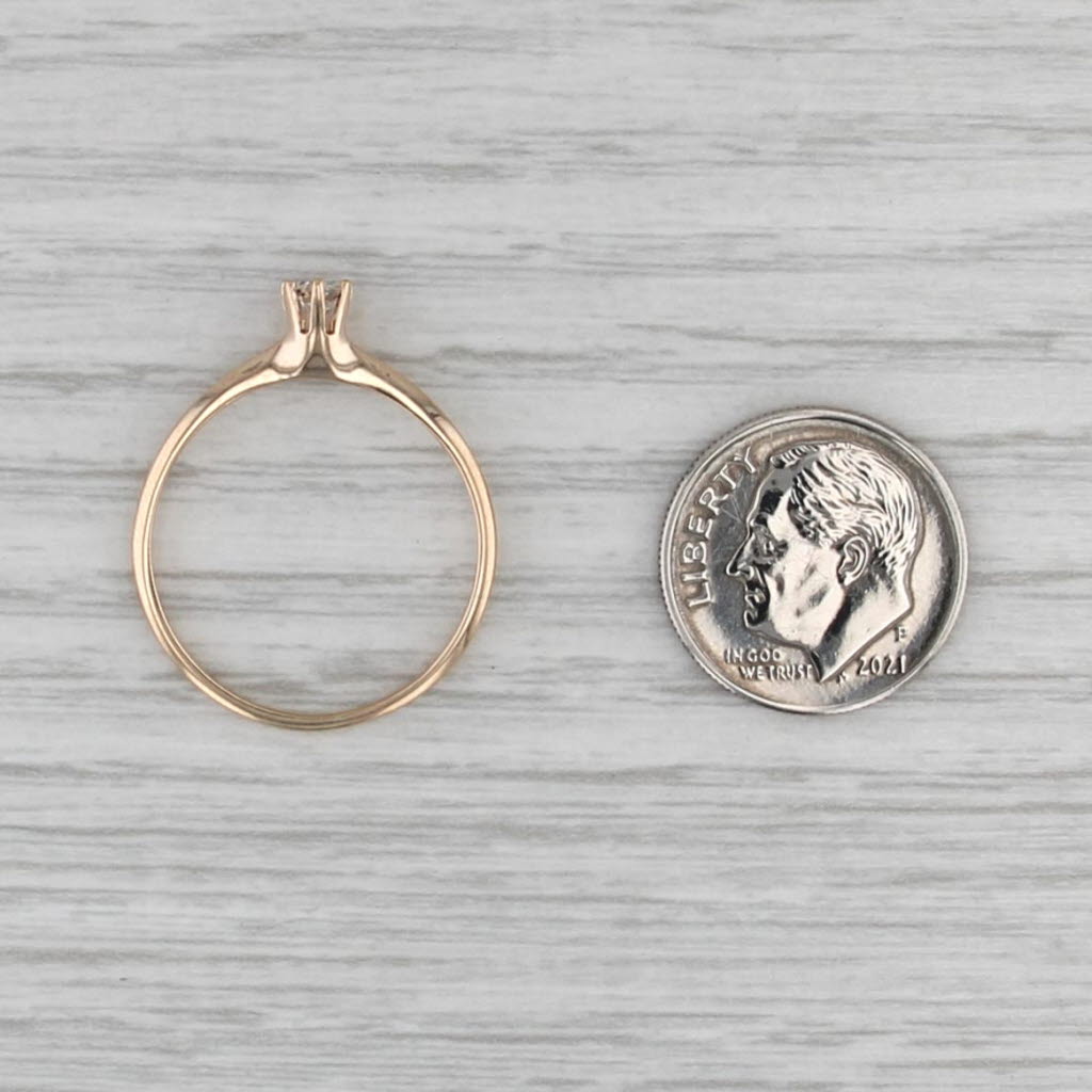 Antique 0.14ct Round Diamond Solitaire Engagement Ring 14k Yellow Gold Size 9