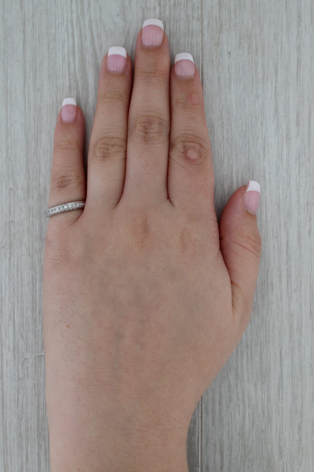 0.42ctw Diamond Wedding Band 18k White Gold Size 5 Stackable Anniversary Ring